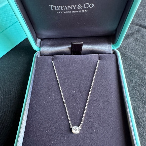 Tiffany and Co. Elsa Peretti Single Diamond Pendant in Platinum - Picture 1 of 14